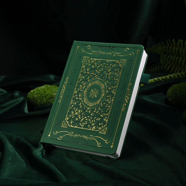 A5 Gold Vintage Dot Grid Notebook - Emerald Green