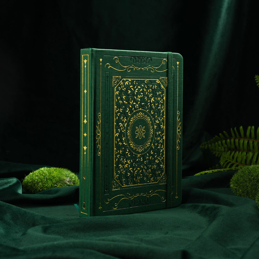 A5 Gold Vintage Dot Grid Notebook - Emerald Green