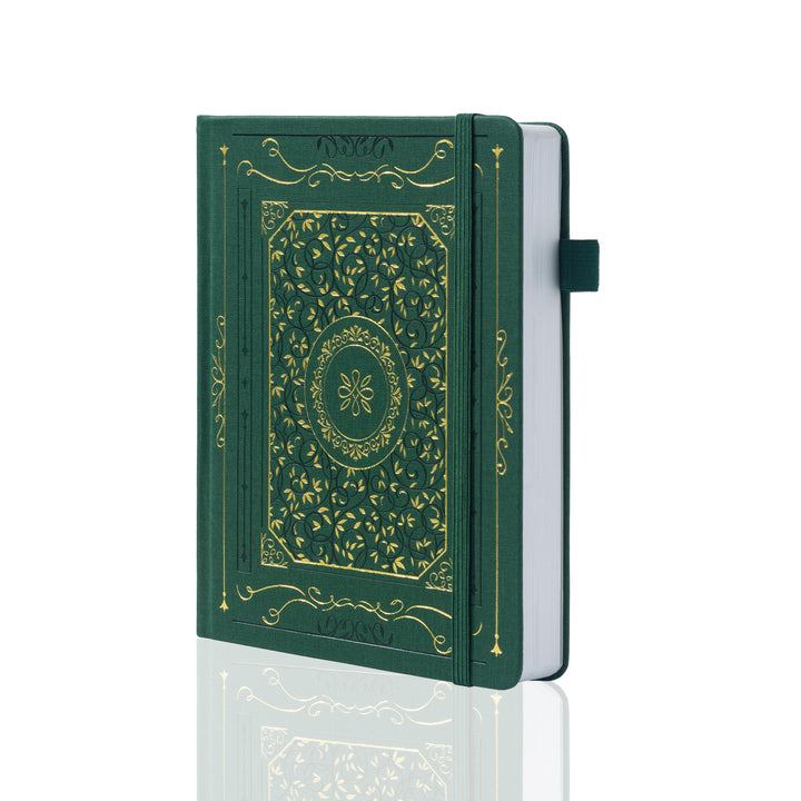 A5 Gold Vintage Dot Grid Notebook - Emerald Green