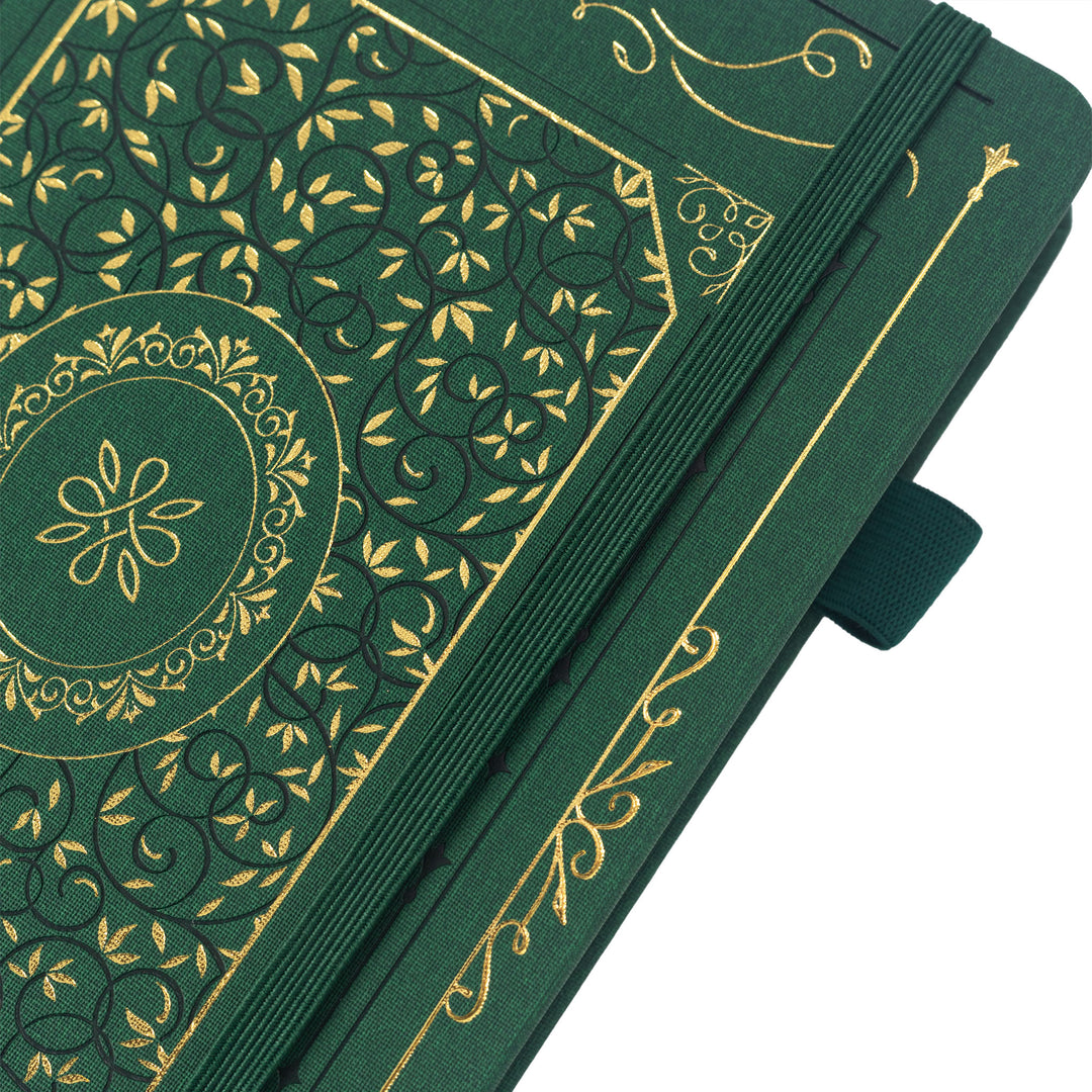 A5 Gold Vintage Dot Grid Notebook - Emerald Green