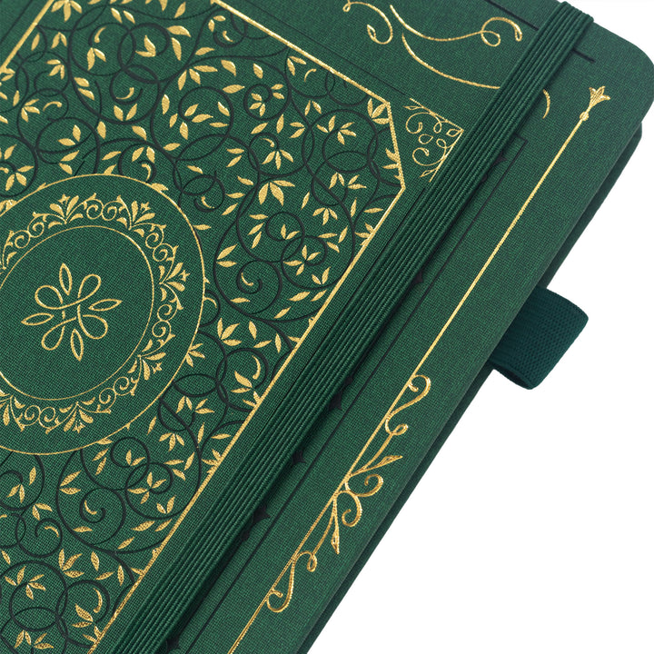 A5 Gold Vintage Dot Grid Notebook - Emerald Green