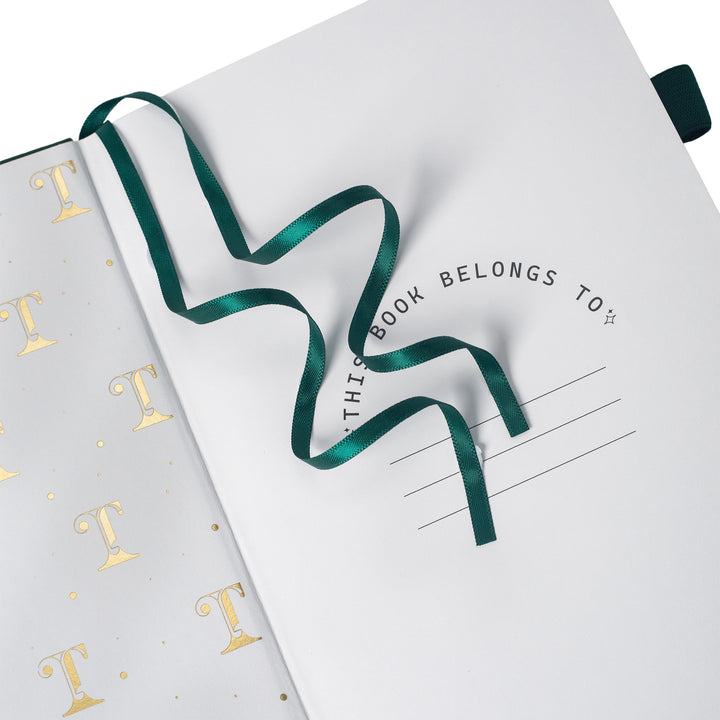 A5 Gold Vintage Dot Grid Notebook - Emerald Green