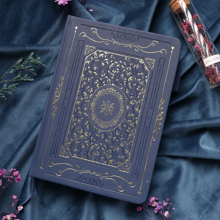 A5 Gold Vintage Dot Grid Notebook - Navy