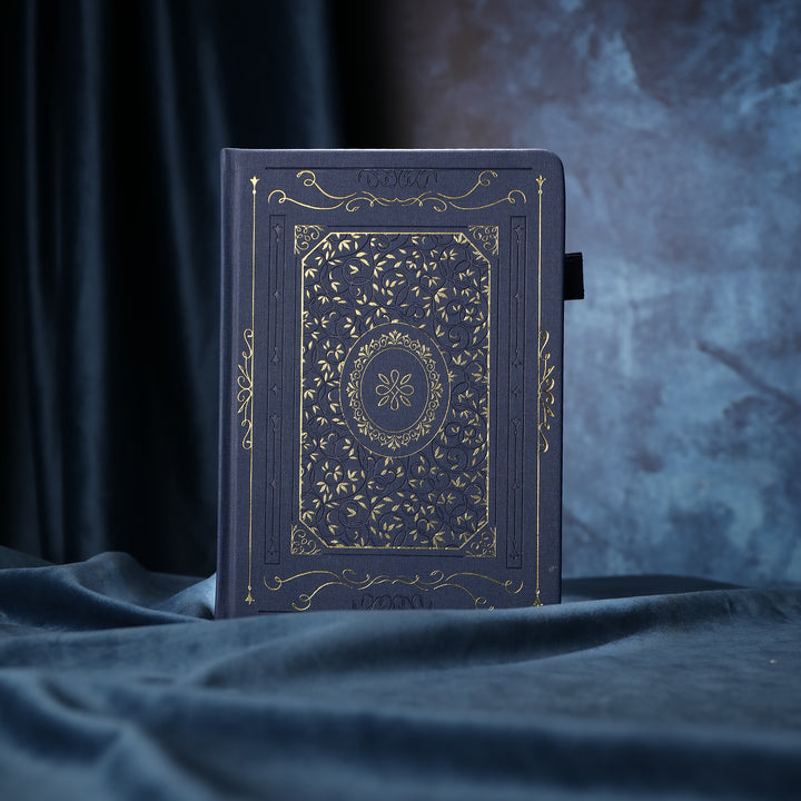 A5 Gold Vintage Dot Grid Notebook - Navy