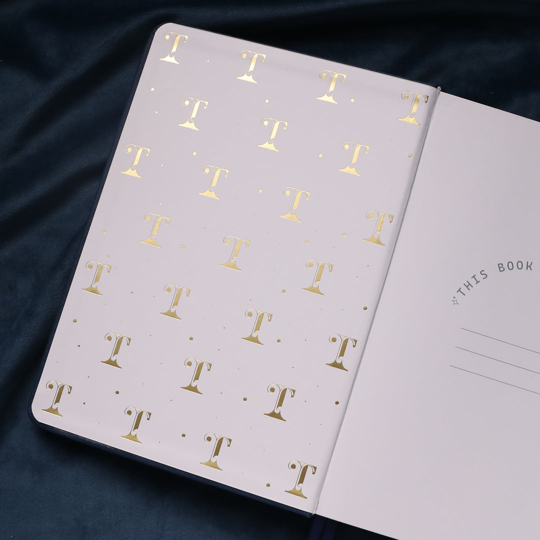 A5 Gold Vintage Dot Grid Notebook - Navy