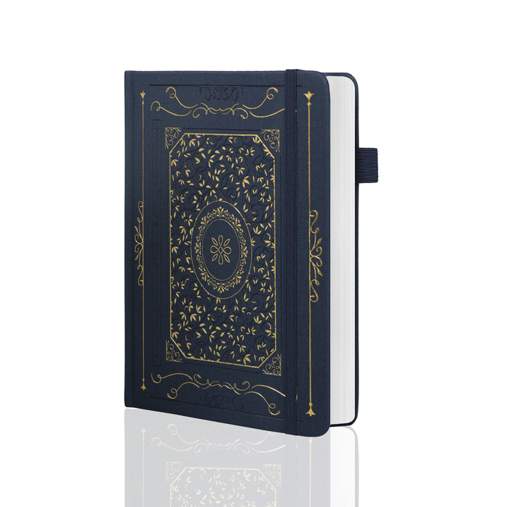 A5 Gold Vintage Dot Grid Notebook - Navy