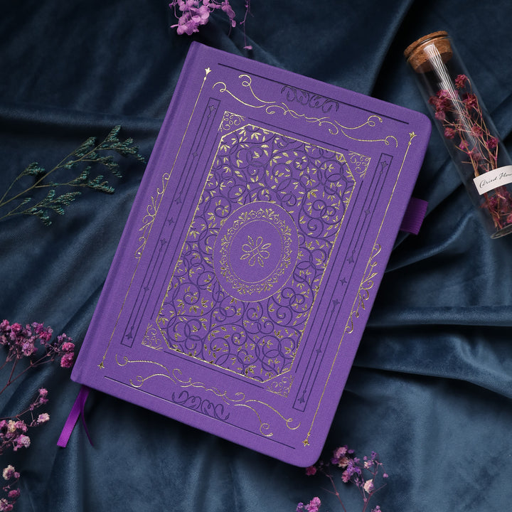 A5 Gold Vintage Dot Grid Notebook - Purple