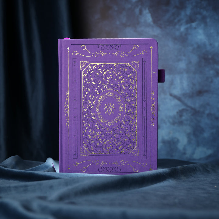 A5 Gold Vintage Dot Grid Notebook - Purple