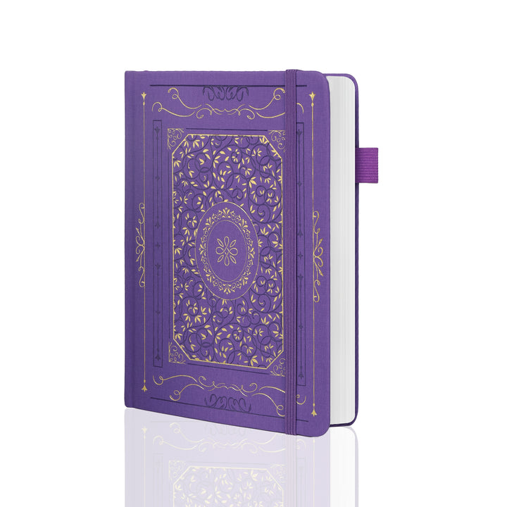 A5 Gold Vintage Dot Grid Notebook - Purple