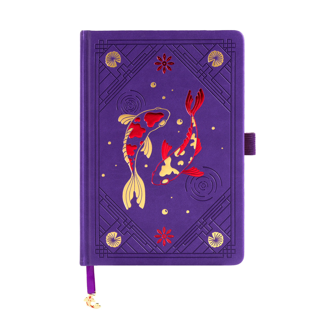 A5 Lotus &amp; Koi Notebook - Deep Purple