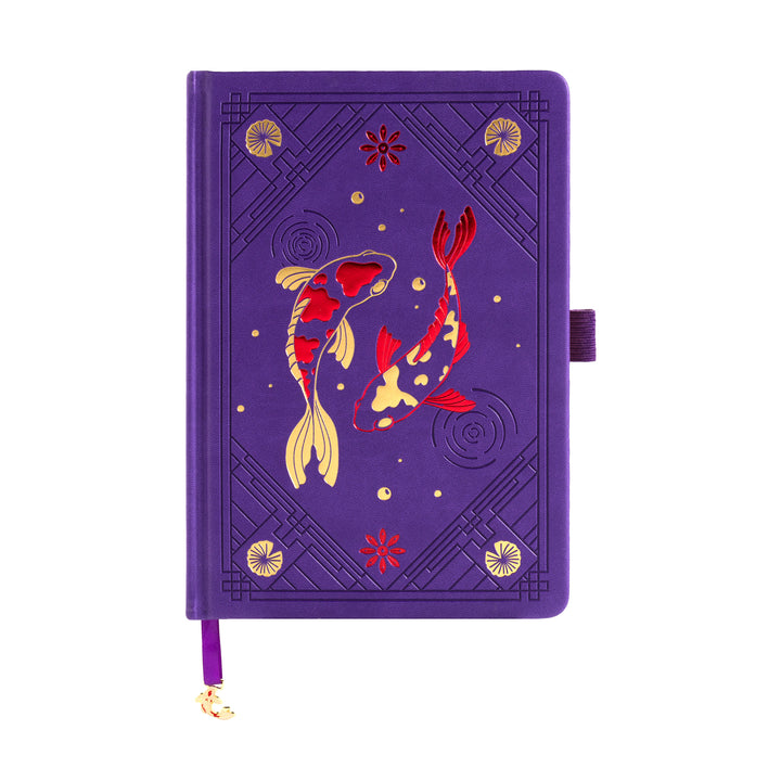 A5 Lotus &amp; Koi Notebook - Deep Purple