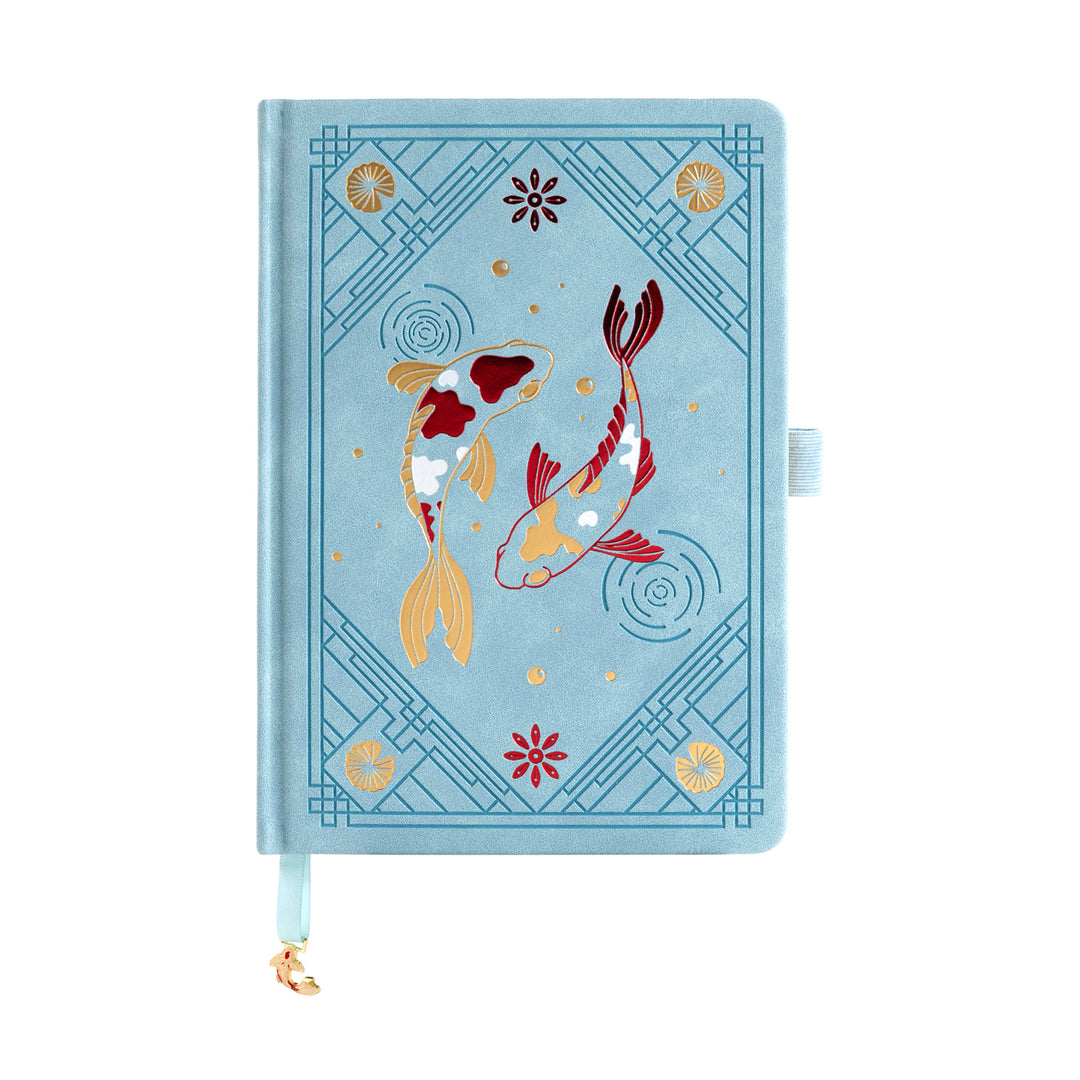 A5 Lotus &amp; Koi Notebook - Light Blue