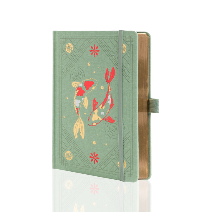 A5 Lotus &amp; Koi Notebook - Light Green