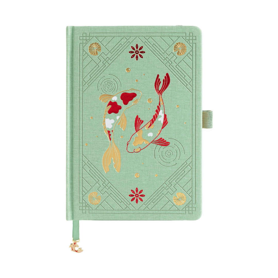A5 Lotus &amp; Koi Notebook - Light Green