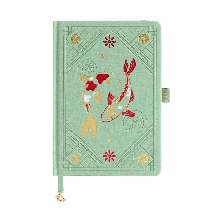 A5 Lotus &amp; Koi Notebook - Light Green