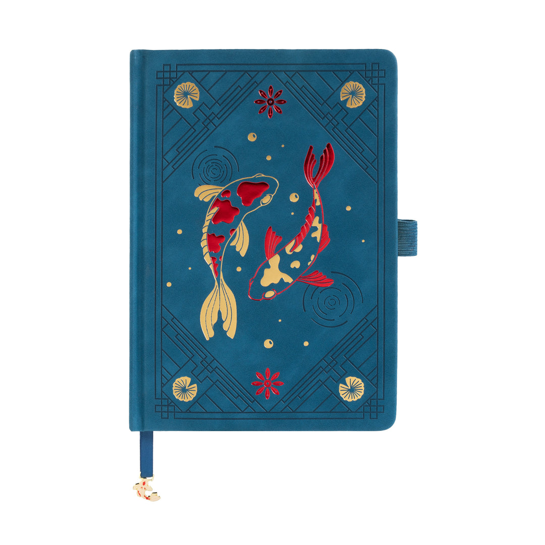 A5 Lotus &amp; Koi Notebook - Navy