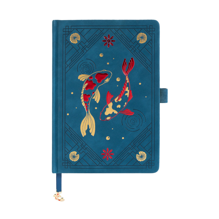A5 Lotus &amp; Koi Notebook - Navy