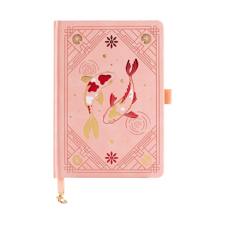 A5 Lotus &amp; Koi Notebook - Pink