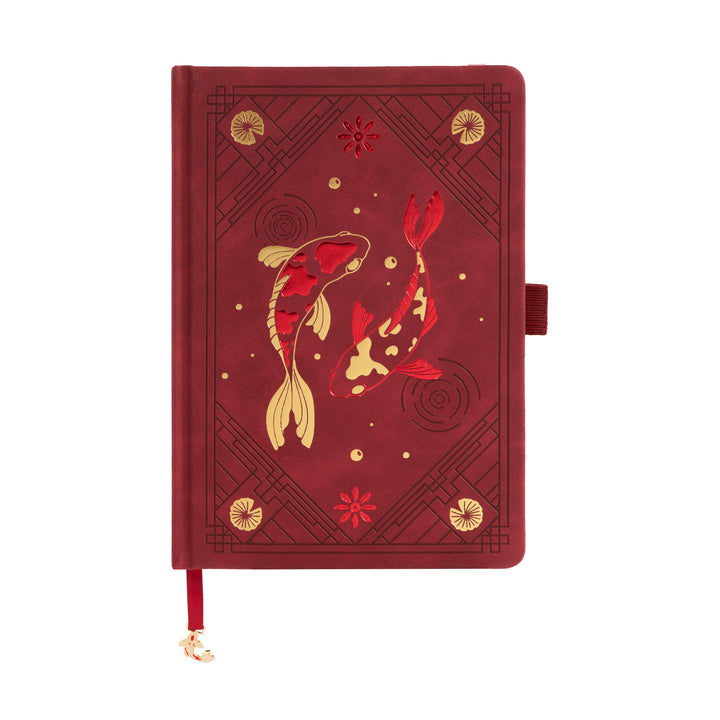 A5 Lotus &amp; Koi Notebook - Red