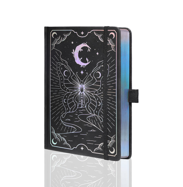A5 Moon Butterfly Dot Grid Notebook - Black