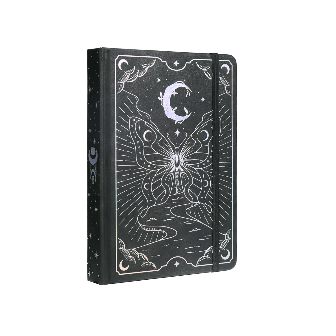A5 Moon Butterfly Dot Grid Notebook - Black