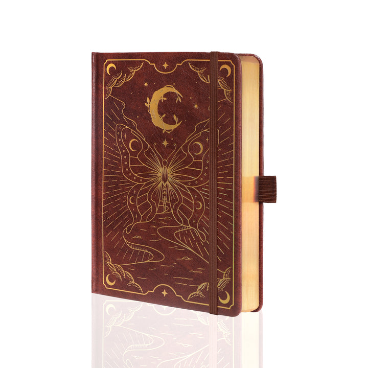 A5 Moon Butterfly Dot Grid Notebook - Brown