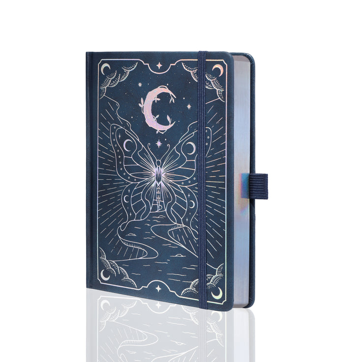 A5 Moon Butterfly Lined Notebook - Navy
