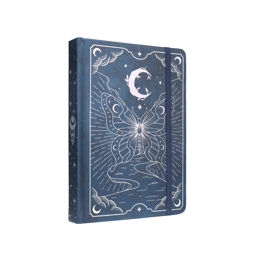 A5 Moon Butterfly Lined Notebook - Navy