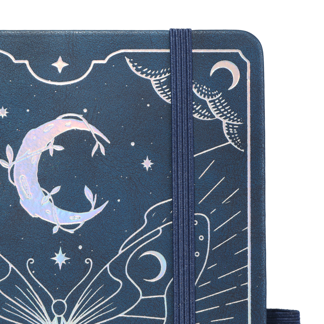 A5 Moon Butterfly Lined Notebook - Navy