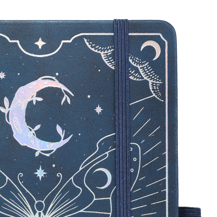A5 Moon Butterfly Lined Notebook - Navy