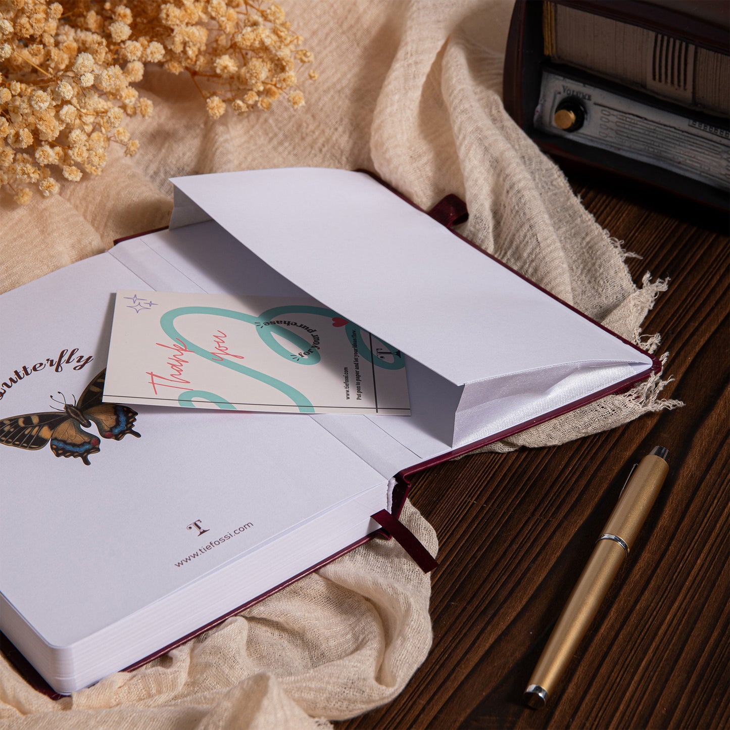 A5 Papilio Lined Notebook - Wine