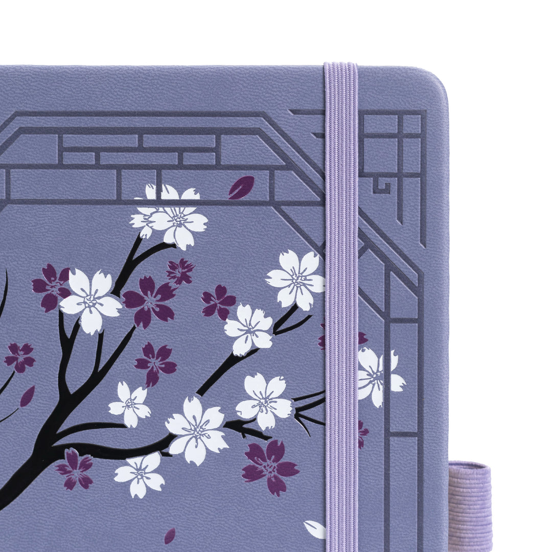 A5 Sakura & Cat Notebook - Deep Purple