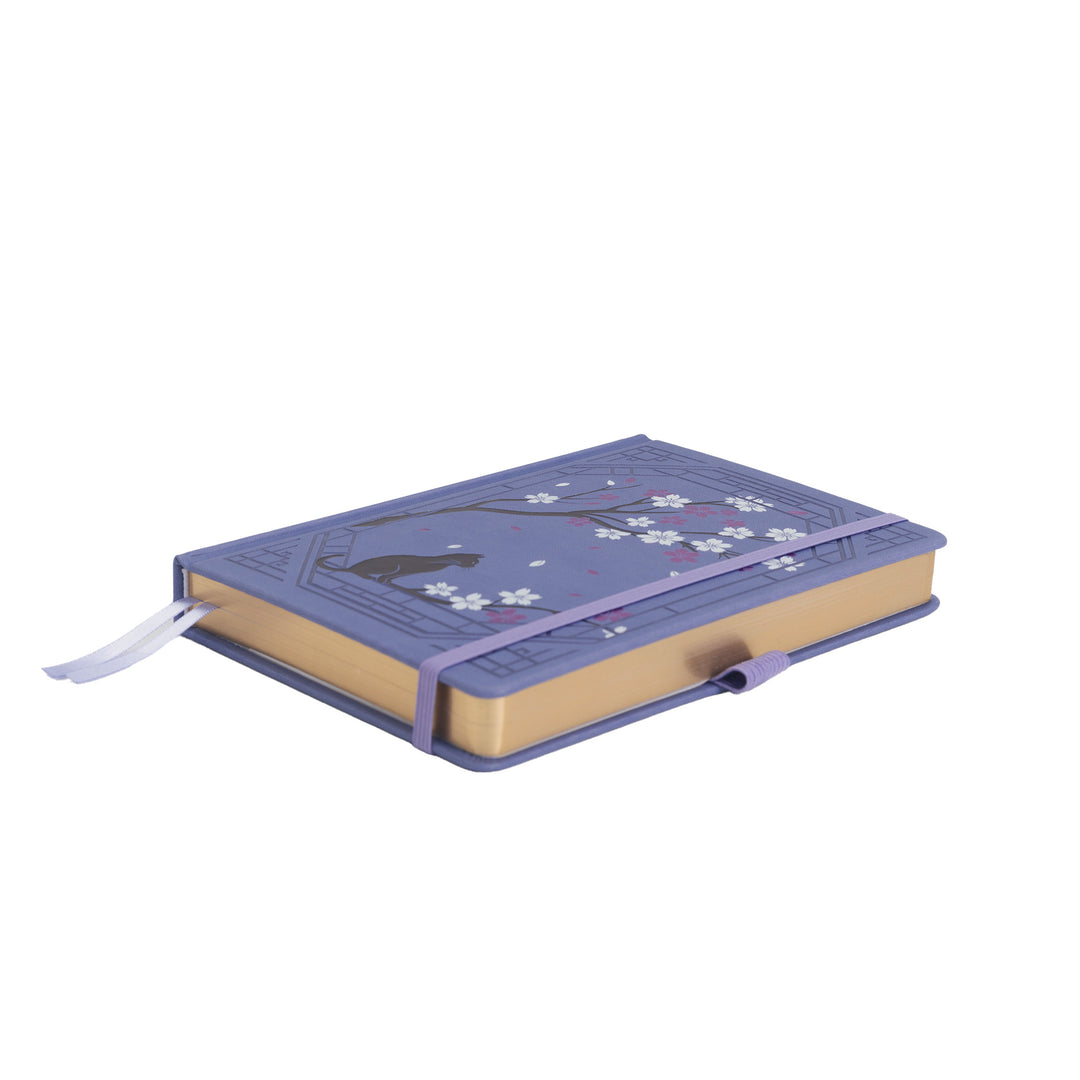 A5 Sakura & Cat Notebook - Deep Purple