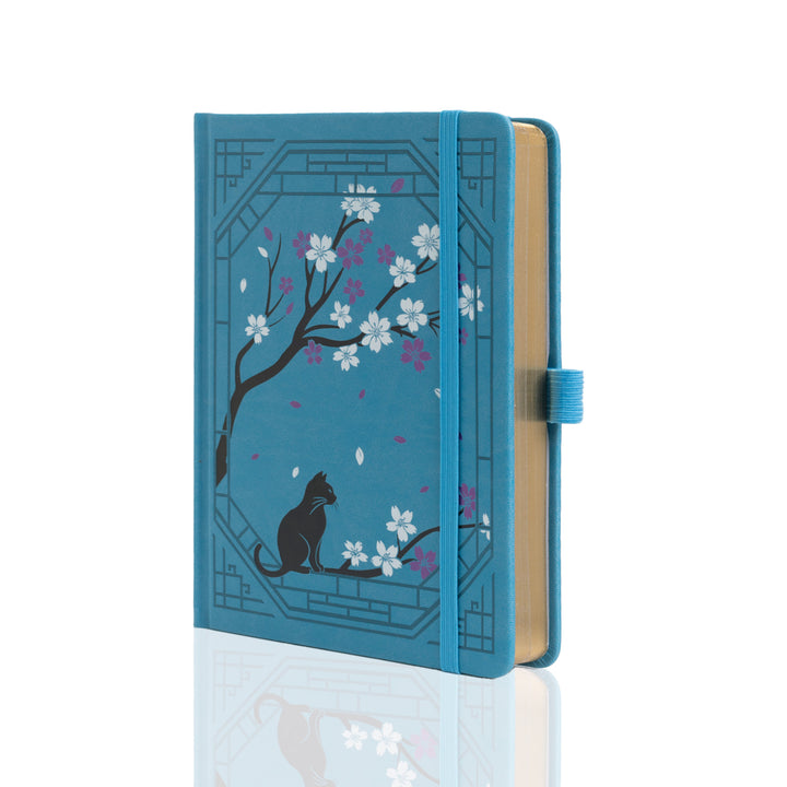 A5 Sakura & Cat Notebook - Lake Blue