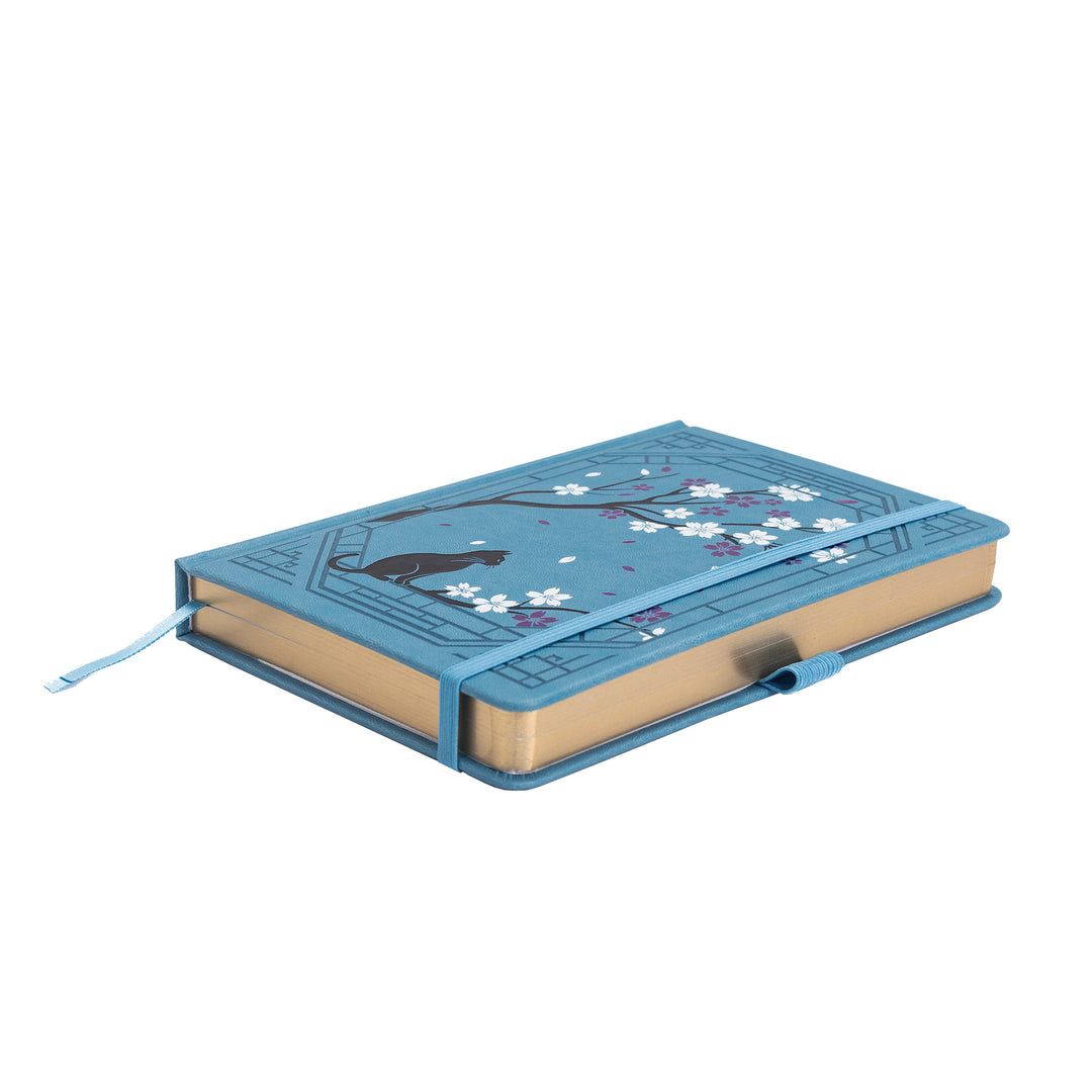 A5 Sakura & Cat Notebook - Lake Blue