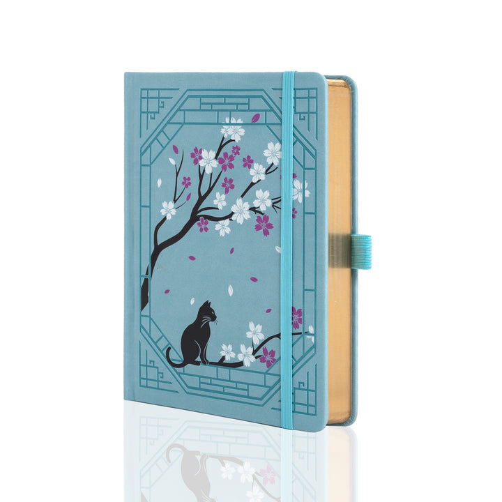 A5 Sakura & Cat Notebook - Light Blue