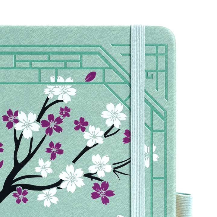 A5 Sakura & Cat Notebook - Light Green