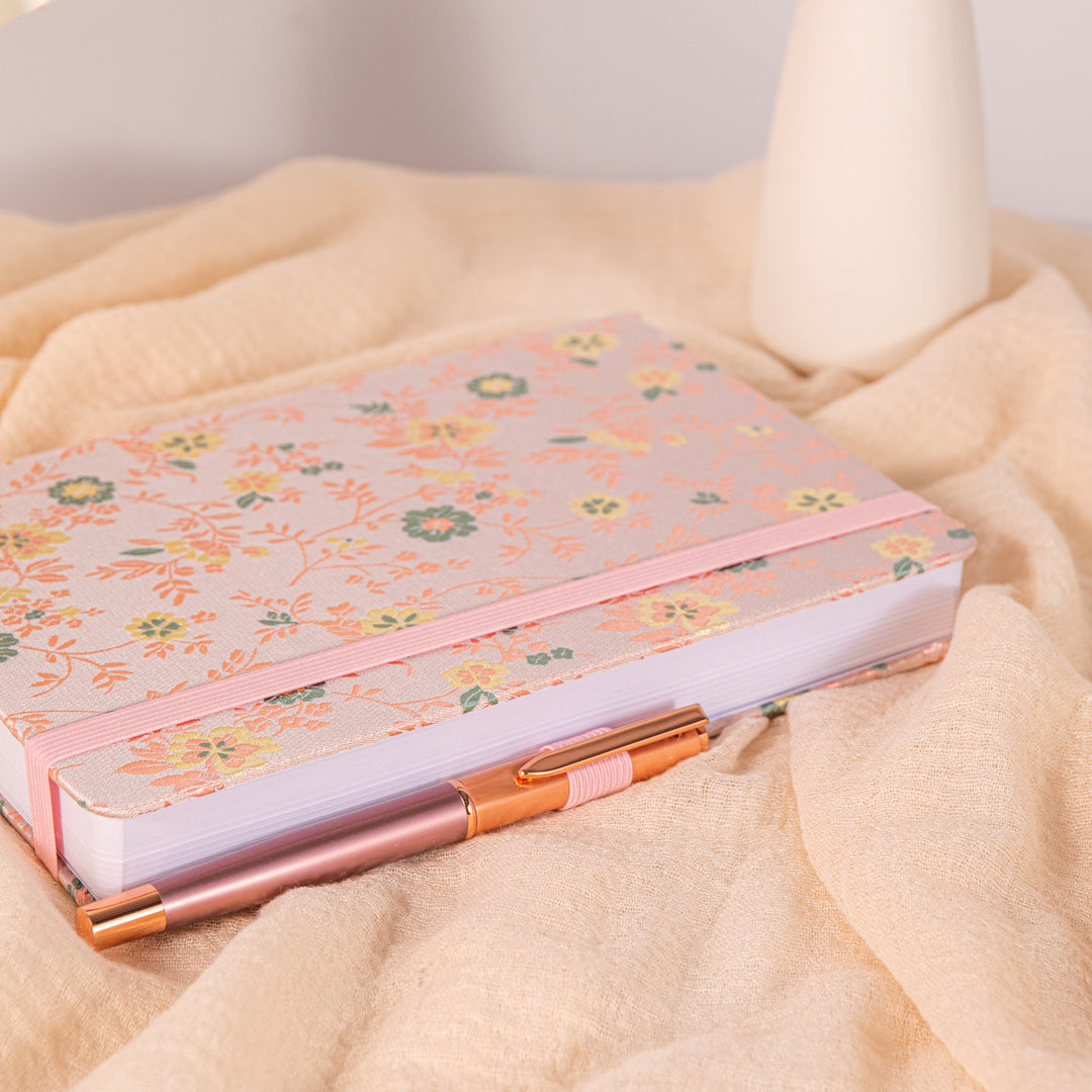 A5 Song Brocade Dot Grid Bullet Journal - Pink