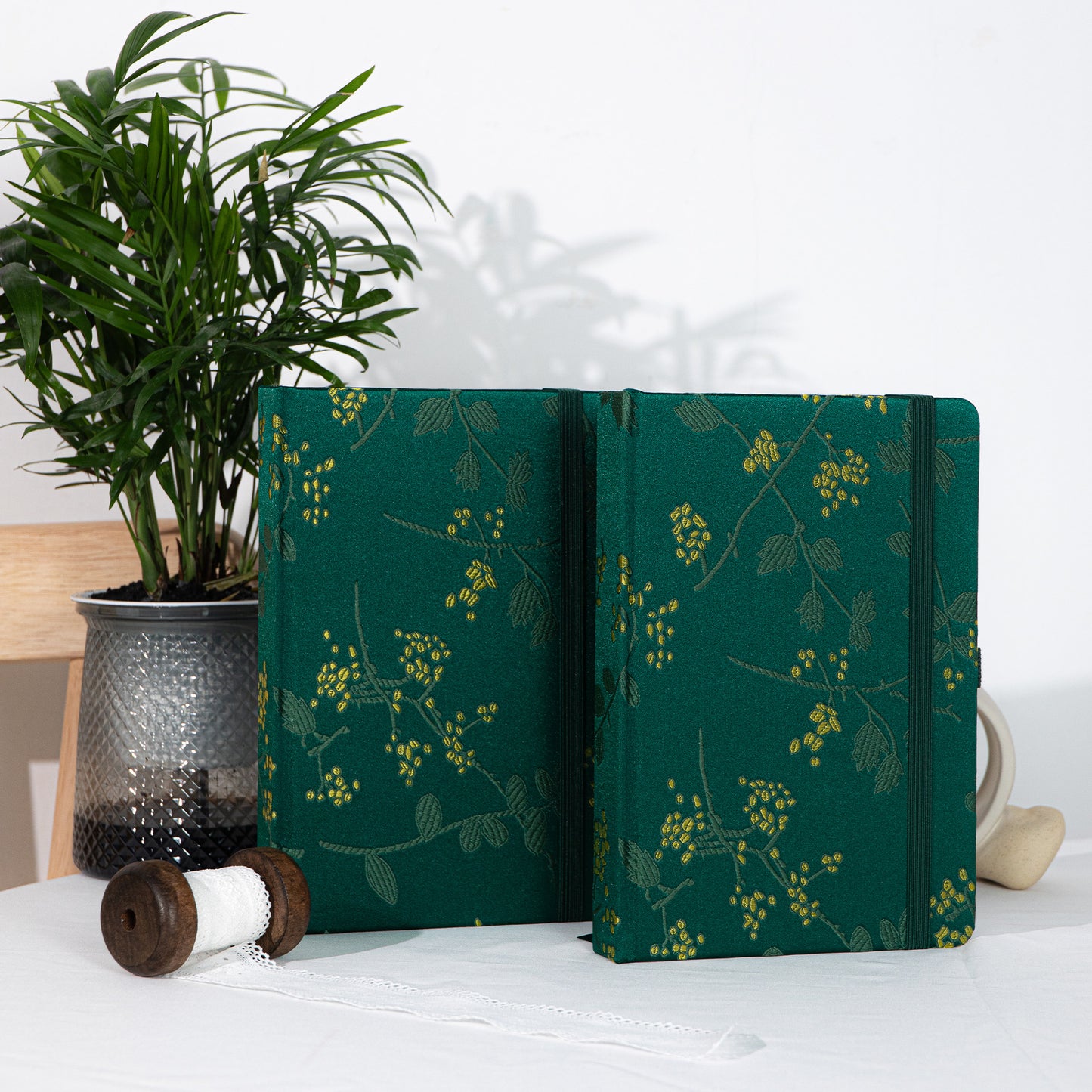 A5 Song Brocade Lined Notebook - Green