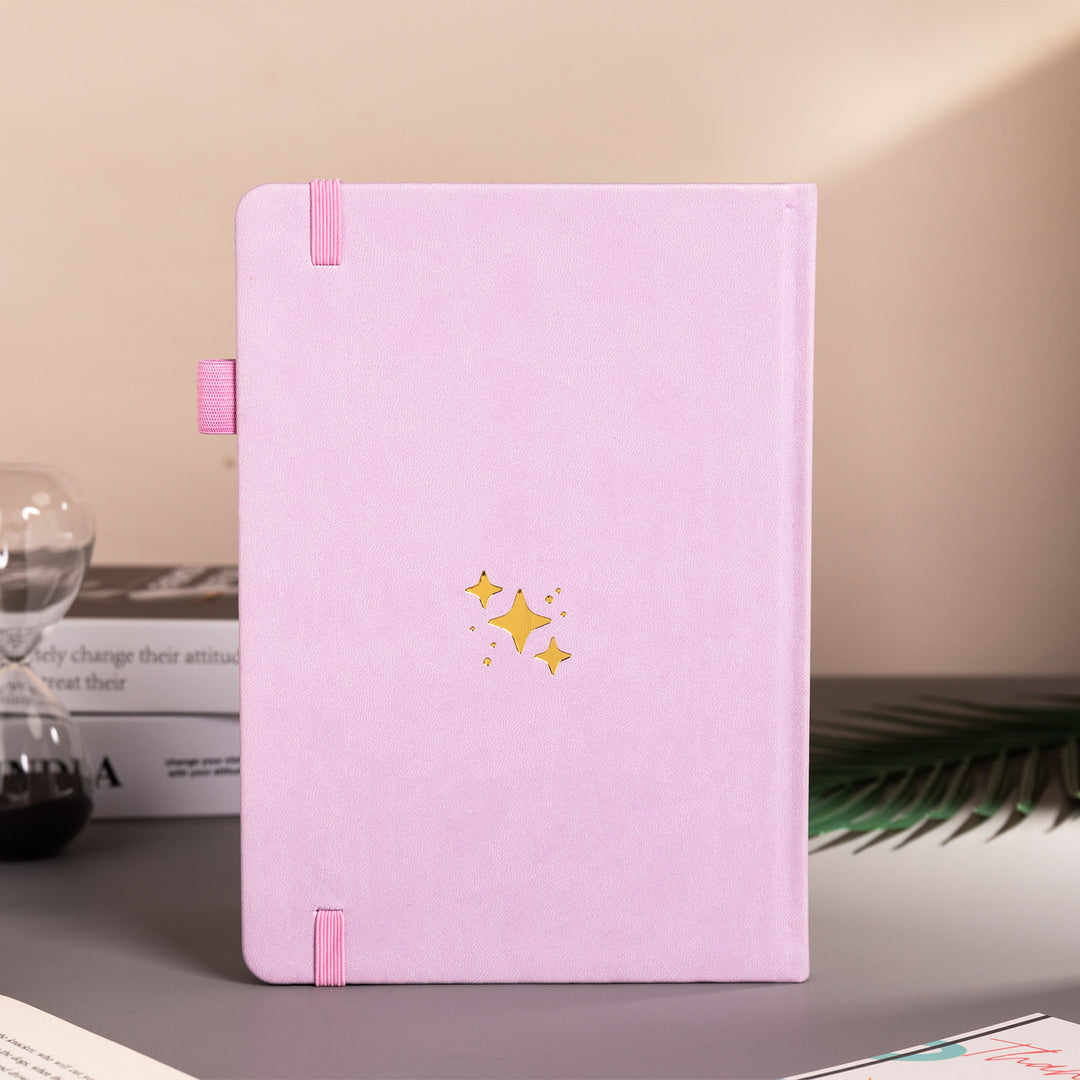 A5 Starry Sky Dot Grid Notebook - Pink Gold/Silver
