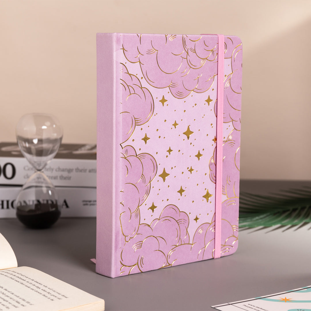 A5 Starry Sky Dot Grid Notebook - Pink Gold/Silver