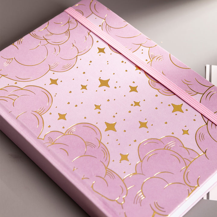 A5 Starry Sky Dot Grid Notebook - Pink Gold/Silver