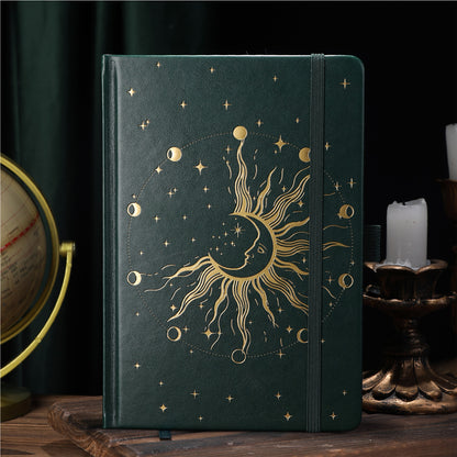 A5 Sun & Moon Dot Grid Notebook - Deep Green