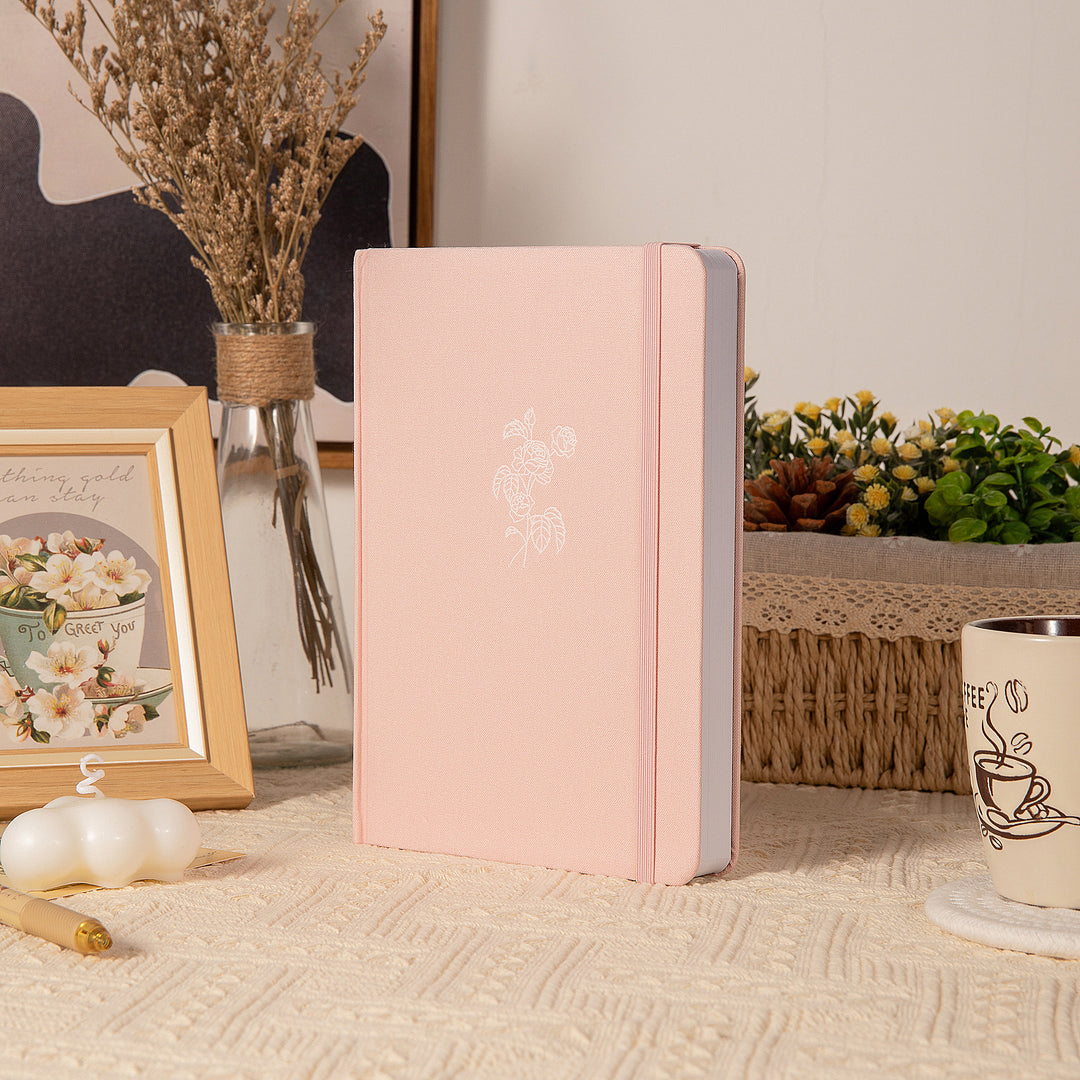 White Rose Dot Grid Notebook - A5