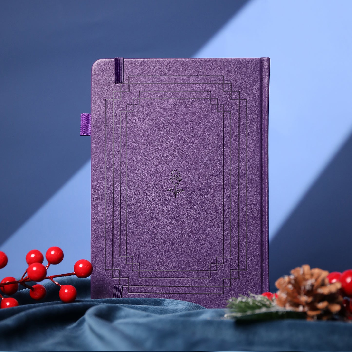 A5 Floral Dot Grid Notebook - Purple