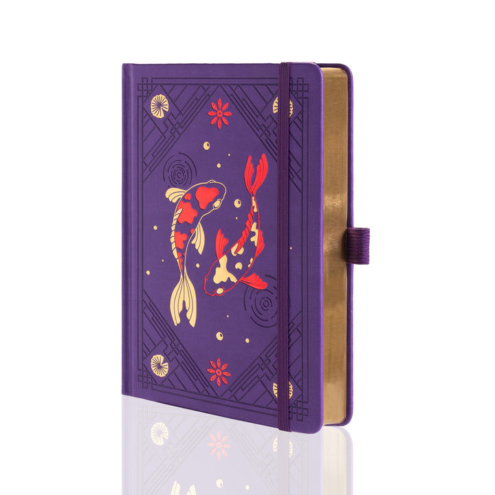 A5 Lotus &amp; Koi Notebook - Deep Purple