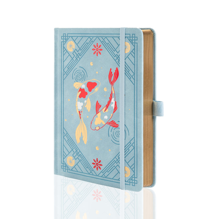 A5 Lotus &amp; Koi Notebook - Light Blue