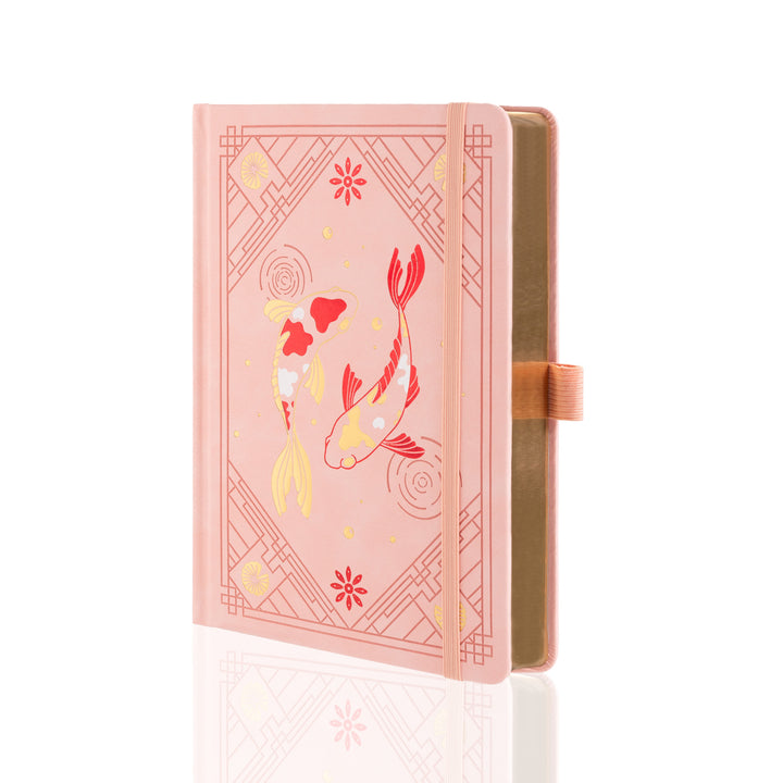 A5 Lotus &amp; Koi Notebook - Pink