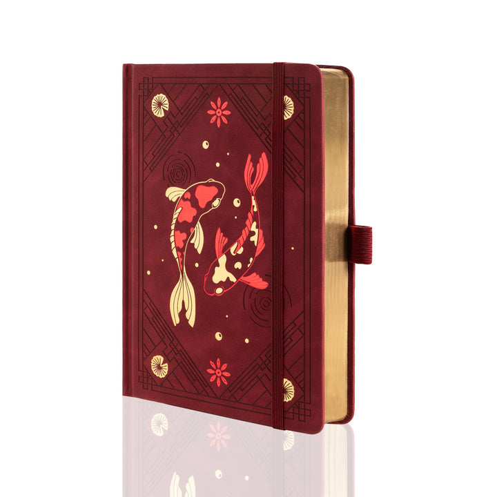 A5 Lotus &amp; Koi Notebook - Red