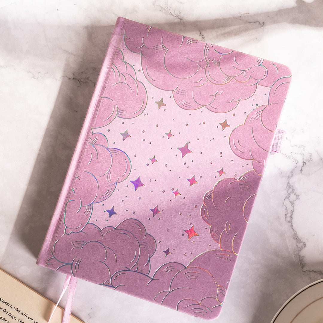 A5 Starry Sky Dot Grid Notebook - Pink Gold/Silver